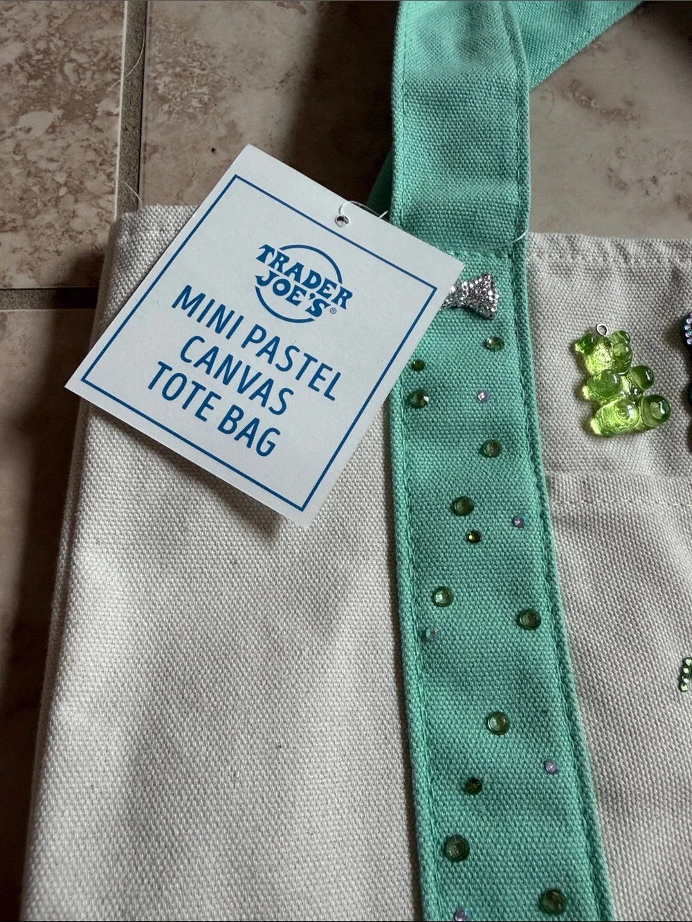 Custom Trader Joe’s mini pastel mint tote